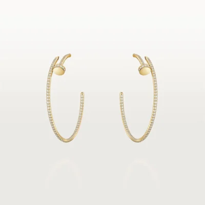 Chic Gold Large Nail Hoop Earrings with Sparkling Accents 1
