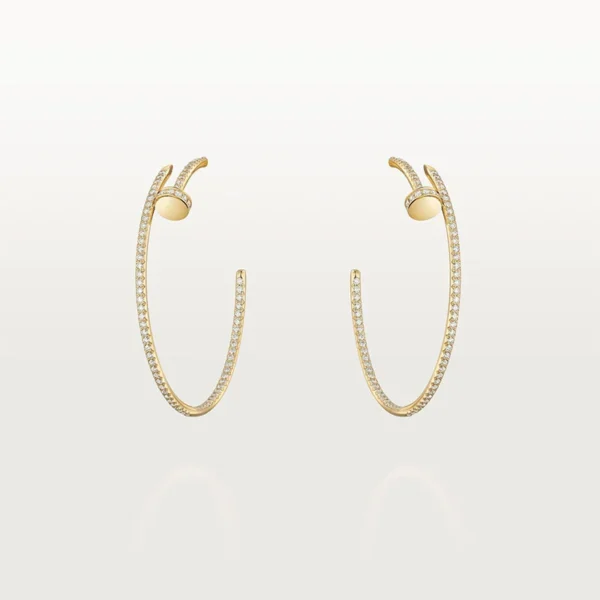 Chic Gold Large Nail Hoop Earrings with Sparkling Accents