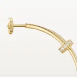 Chic Gold Large Nail Hoop Earrings with Sparkling Accents - Image 2