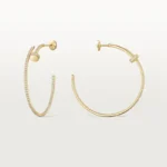 Chic Gold Large Nail Hoop Earrings with Sparkling Accents - Image 3