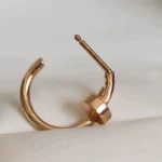 Chic Rose Gold Nail Hoop Earrings for a Modern Statement - Image 5