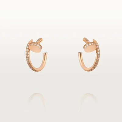 Chic Rose Gold Nail Hoop Earrings with Sparkling Accents 1