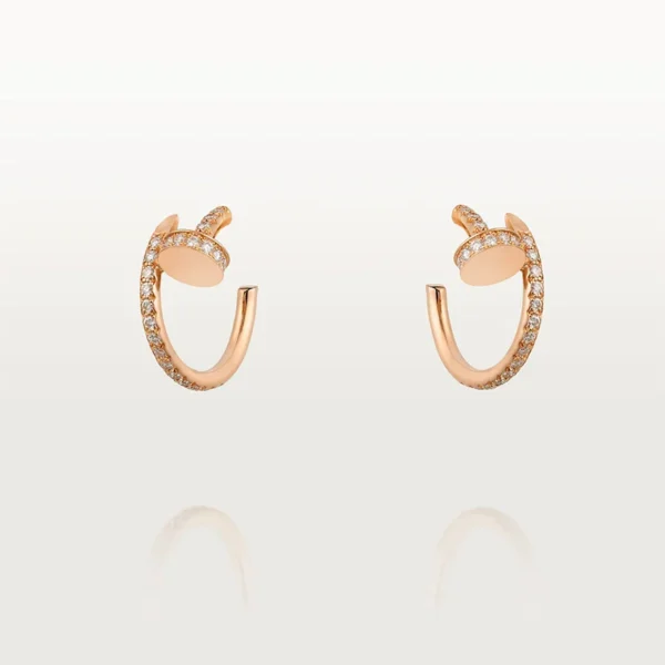 Chic Rose Gold Nail Hoop Earrings with Sparkling Accents