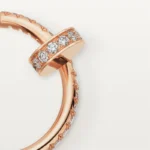 Chic Rose Gold Nail Hoop Earrings with Sparkling Accents - Image 2