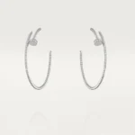 Chic Silver Large Nail Hoop Earrings with Sparkling Accents