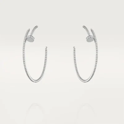 Chic Silver Large Nail Hoop Earrings with Sparkling Accents 1