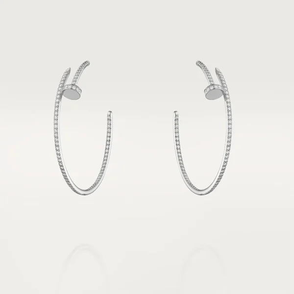 Chic Silver Large Nail Hoop Earrings with Sparkling Accents