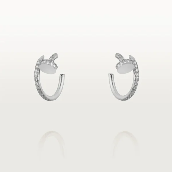 Chic Silver Nail Hoop Earrings with Sparkling Accents
