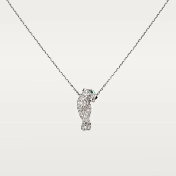 Elegant Silver Panther Pendant Necklace with Sparkling Details