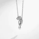 Elegant Silver Panther Pendant Necklace with Sparkling Details - Image 3