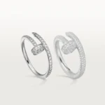 Elegant Silver Snake Ring with Sparkling Stone Accents - Image 6