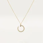 Glamorous Gold Circle Pendant Necklace with Full Stone Accents