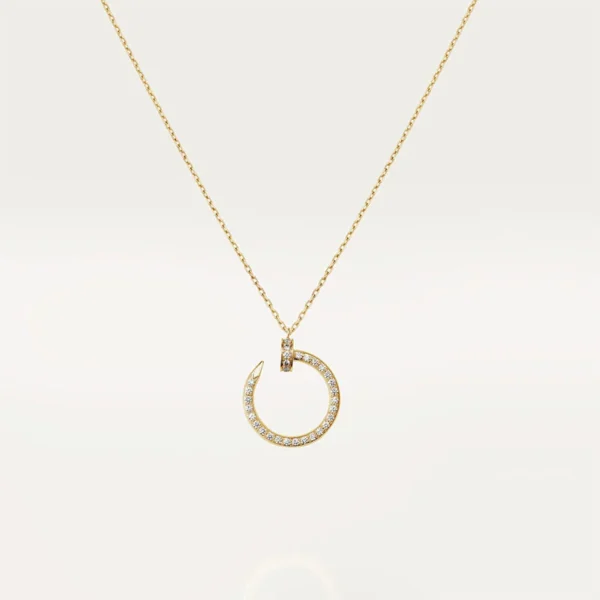 Glamorous Gold Circle Pendant Necklace with Full Stone Accents