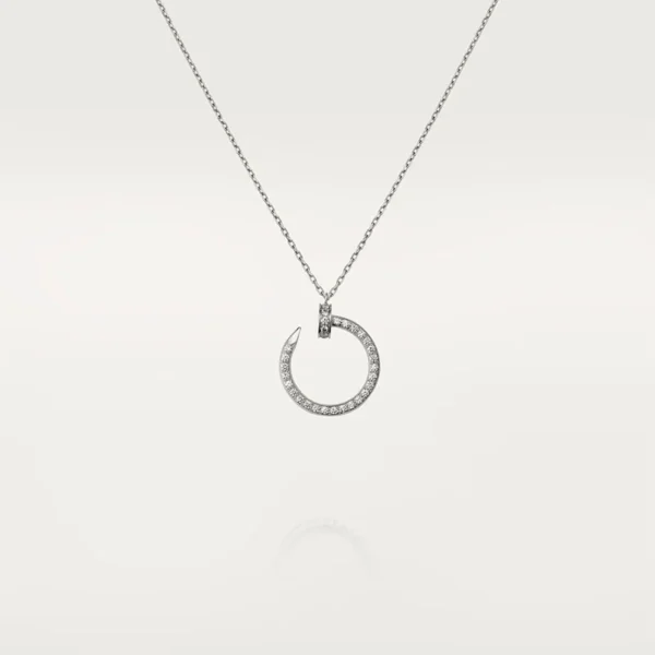 Glamorous Silver Circle Pendant Necklace with Full Stone Accents