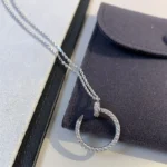 Glamorous Silver Circle Pendant Necklace with Full Stone Accents - Image 4