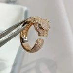 Luxurious Rose Gold Panther Ring with Sparkling Accents - Image 5