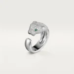 Luxurious Silver Panther Ring with Sparkling Accents