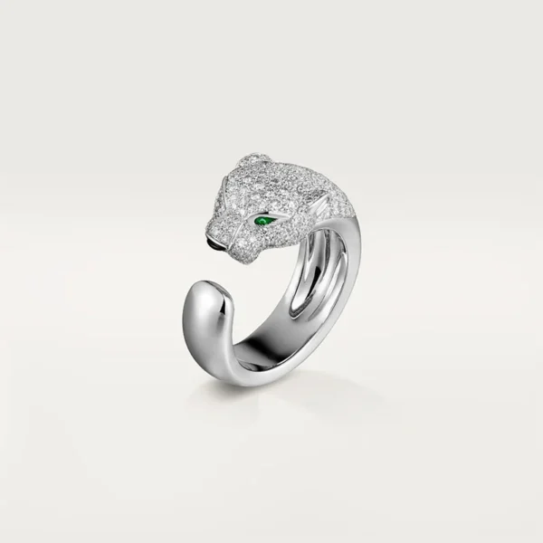 Luxurious Silver Panther Ring with Sparkling Accents