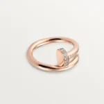 Stylish Rose Gold Snake Ring with Dazzling Stone Details