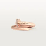 Stylish Rose Gold Snake Ring with Dazzling Stone Details - Image 3