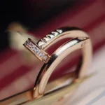 Stylish Rose Gold Snake Ring with Dazzling Stone Details - Image 5