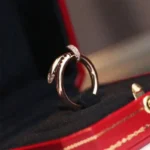 Stylish Rose Gold Snake Ring with Dazzling Stone Details - Image 6